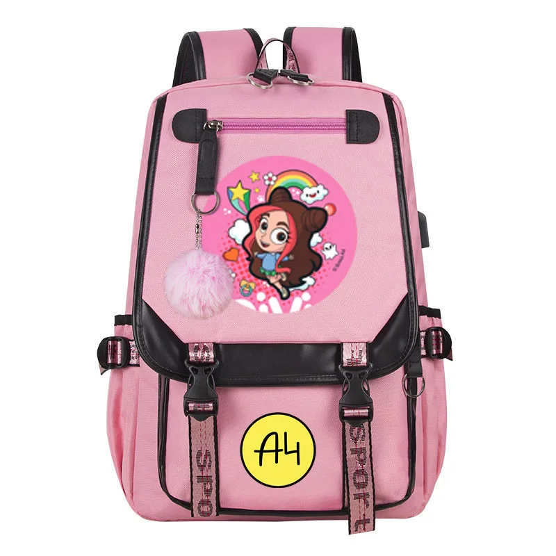 

Cute А4 Риви Print For Kids Student Backpack Pink Teenager USB Charging Laptop Влад Бумага А4 Print Book Bag Mochila Travel Bag