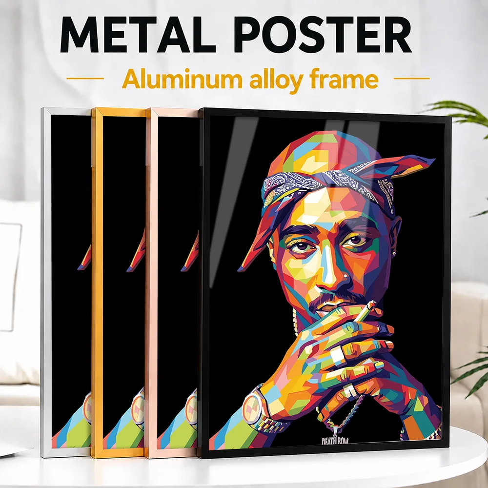 Tupac Shakur Pop Color Framed Metal Poster Personalized Photo Retro Culture Style Wall Art For Game Room Memorable Friend Gift