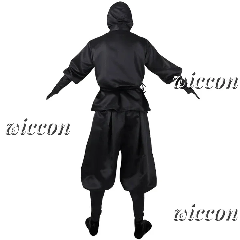 RT01 اليابانية النينجا تأثيري حلي الكبار الساموراي الخيال كيمونو مقنعين الأسود الزي الرسمي هالوين كرنفال حفلة البدلة * JK2