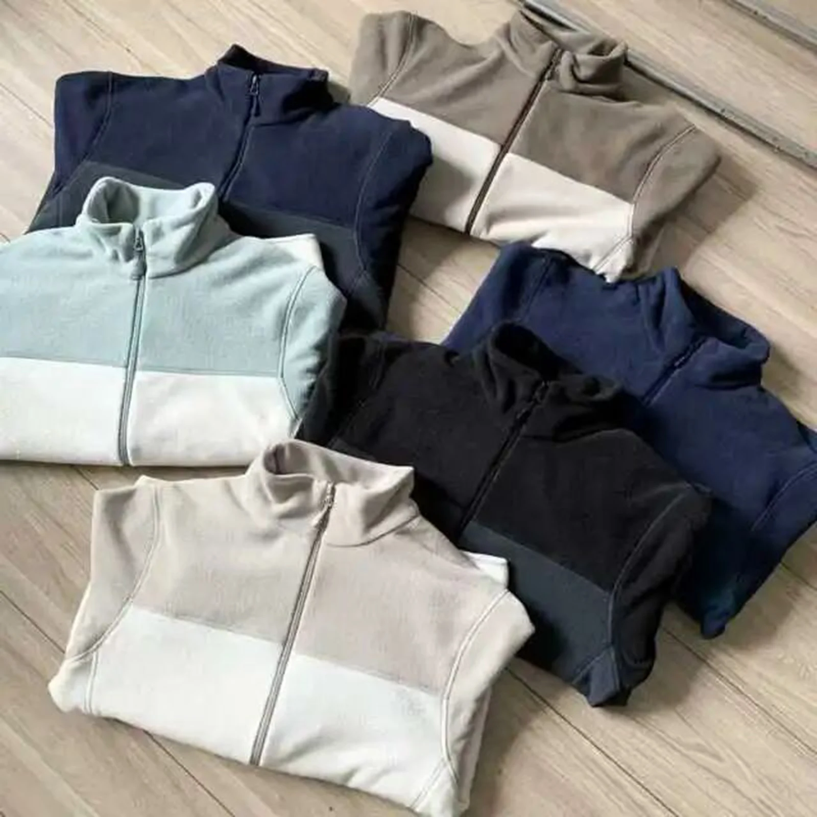 

Японский ретро Fce Jaet, весенне-осенняя верхняя одежда с воротником-стойкой на молнии для мужчин и женщин, контрастная одежда цвета, полиэстер F...