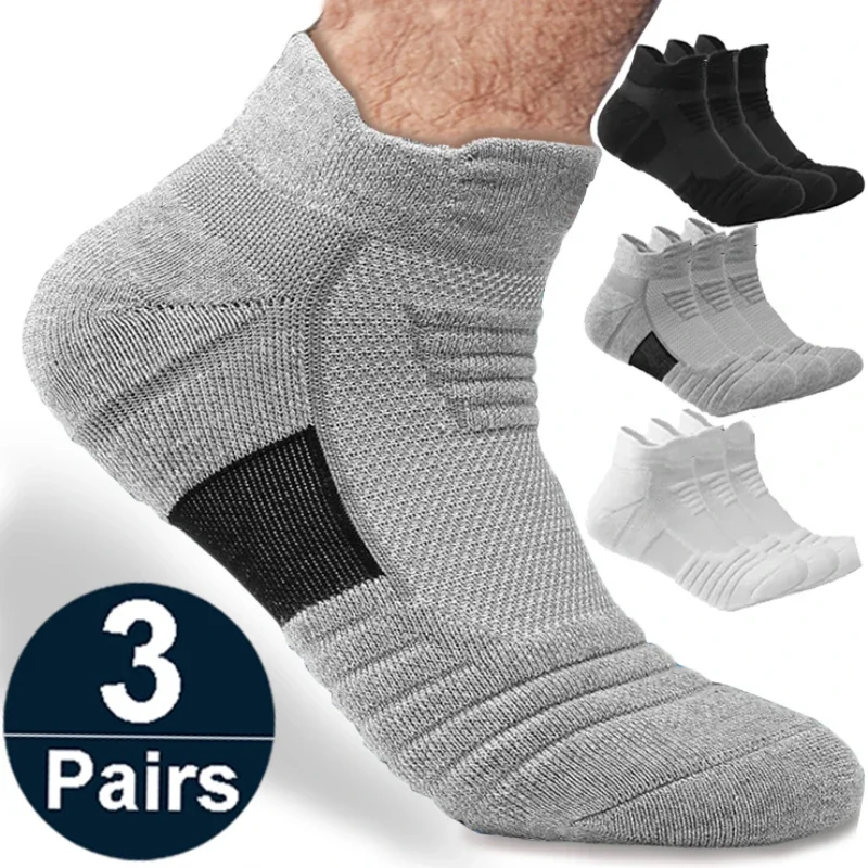 3 Pairs Anti-slip Football Socks Men Women Cotton Sock Short  Soccer Basketball Sport Socks Breathable Deodorous Socks