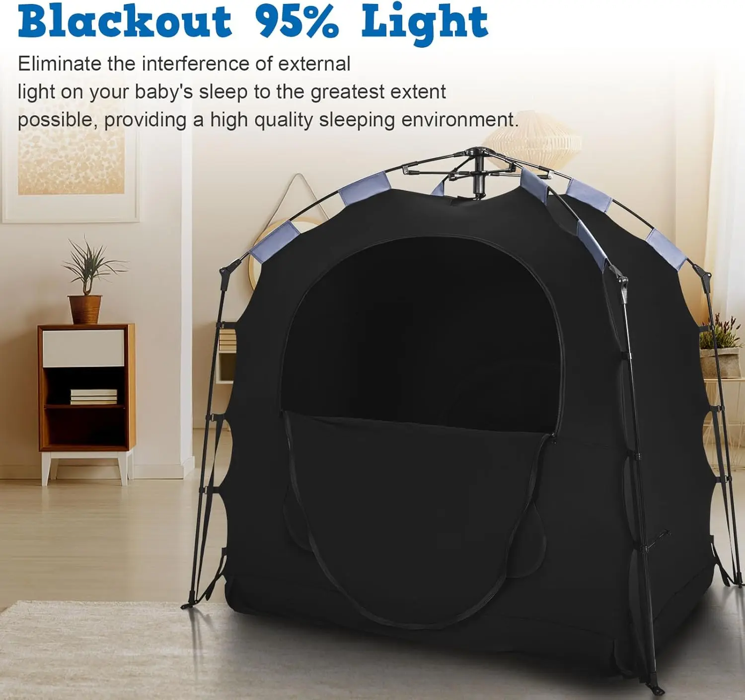 

Sleep Tent 1-Click Set Up Blackout Tent Travel Crib Canopy Portable Privacy Blackout Canopy Crib Cover,Block 95% Light