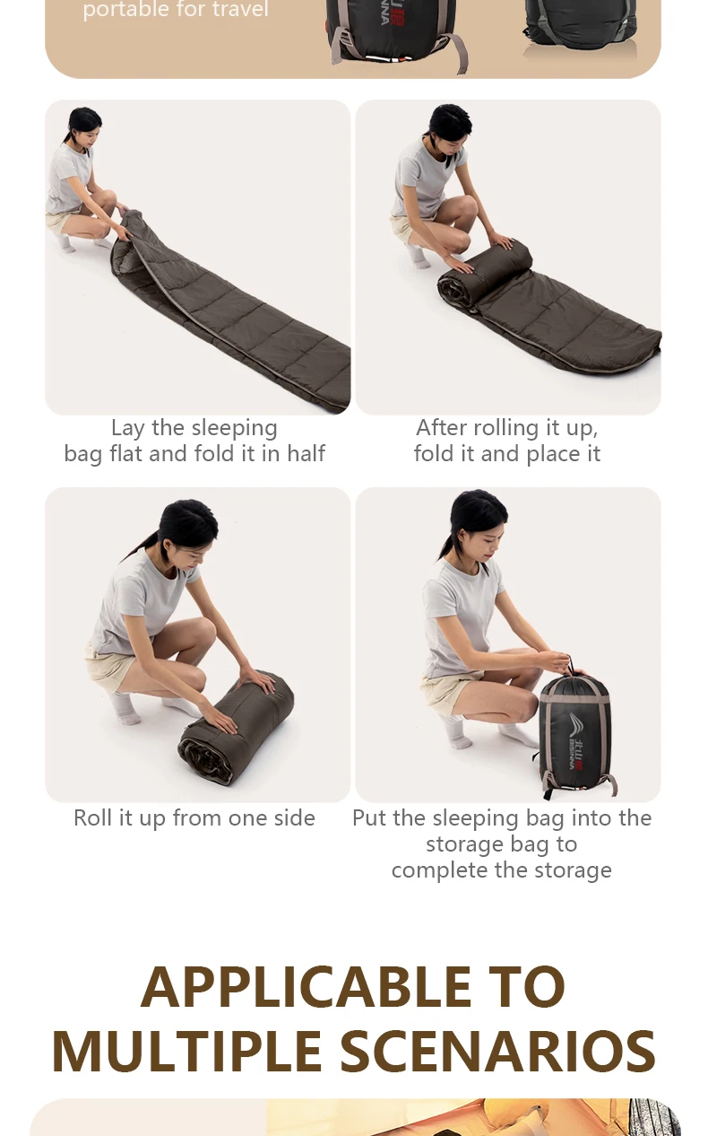 BISINNA Upgrade XL Camping-Winterschlafsack, leichter, breiter Schlafsack für Erwachsene, für Ausflüge, Outdoor, Wandern, Picknick, Angeln – Detail 11