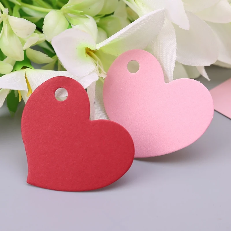 50Pcs Heart Shape Blank Kraft Paper Card Gift Tag Label DIY Party Wedding Crafts