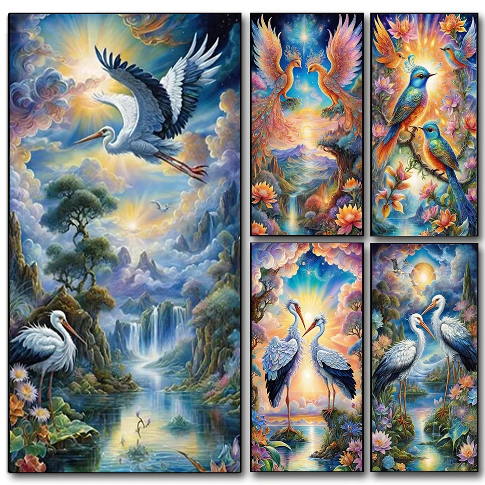 

Кран Phoniex Bird Lover, большая 5D алмазная живопись, полная квадратная круглая алмазная мозаика, новинка 2024, горный пейзаж, домашний декор для комнаты