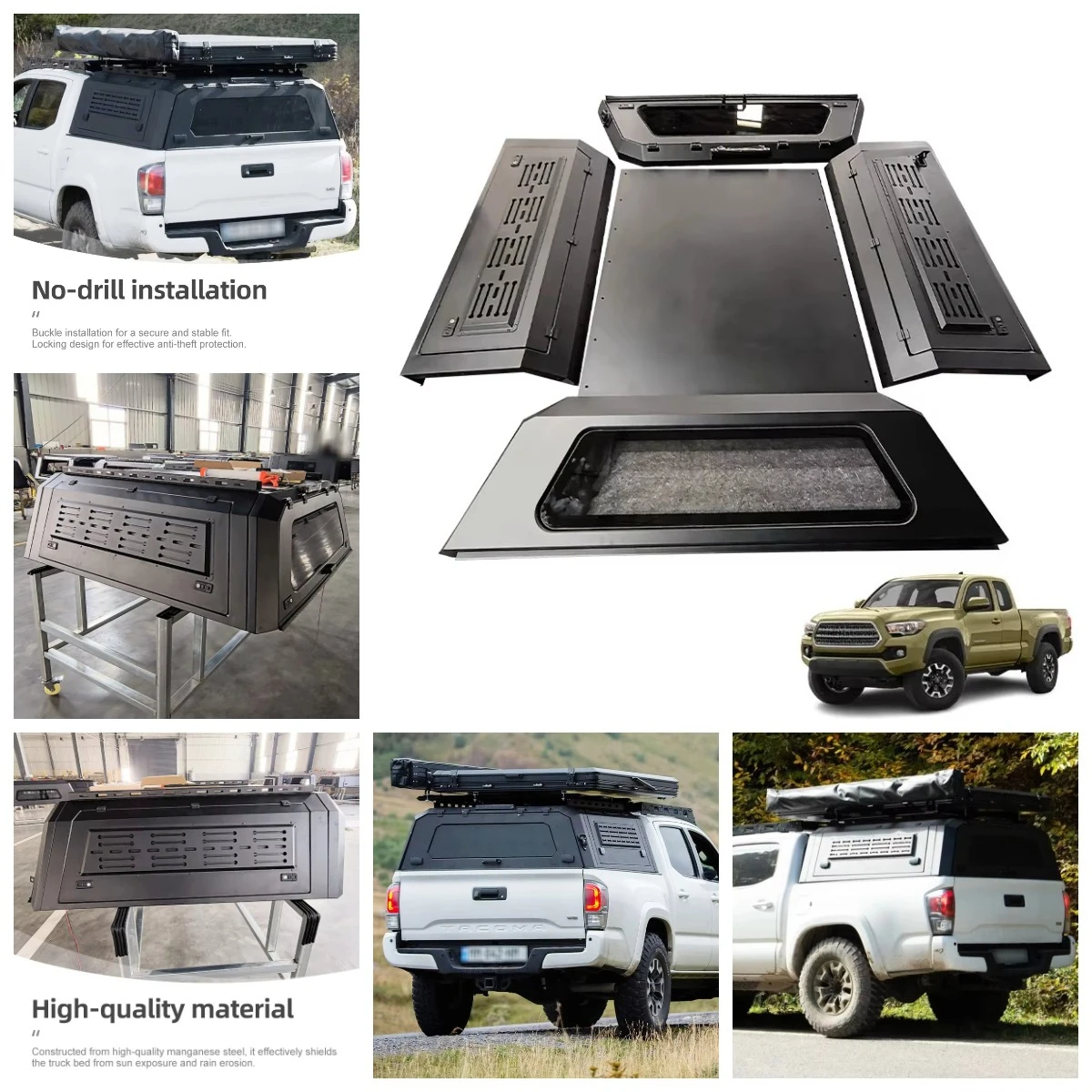 

2016-2023 Tacoma 5 Feet Bed Heavy Duty Steel Three-Door Split High Box Cover for Pickup Truck