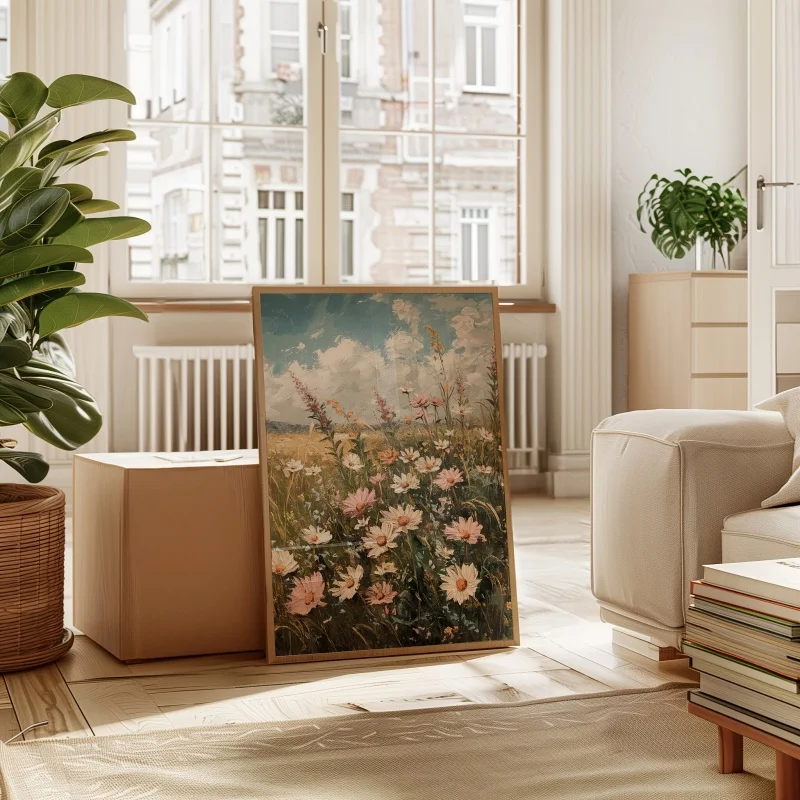 Vintage Art Spring Meadow Blooming Wildflowers Print Wall Art Canvas Painting Modern Home Wall