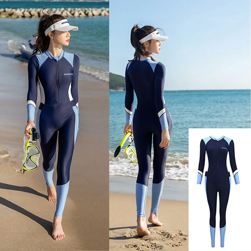 

Long Sleeve Dive Skin for Women Snorkel Suit Full Body Swimsuit UPF50+ Quick Dry Sun UV Protection Rash Guard One Piece Sunsuit