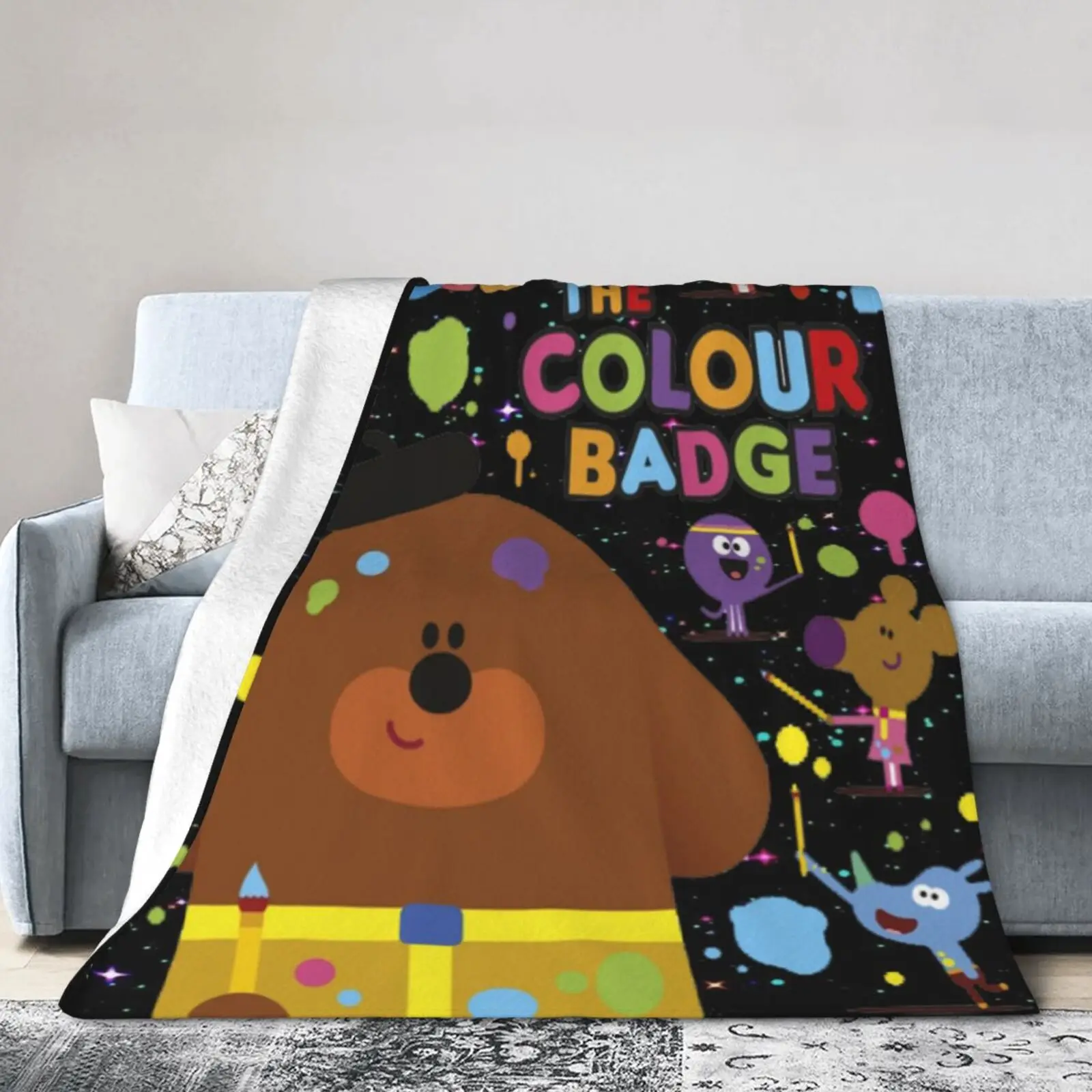 دفئا الكرتون موضوع الفانيلا رمي بطانية ، لطيف يا Duggee بطانية مريحة لغرفة المعيشة ، النوم ، قيلولة ، مكتب ، ديكور المنزل