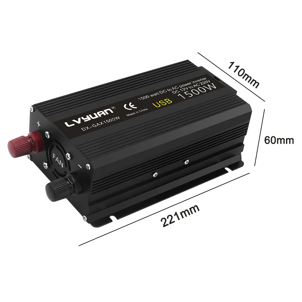 Inverter 12V 220V Inversor De Corriente Para Auto LCD Display EU Universal Socket Power Converter