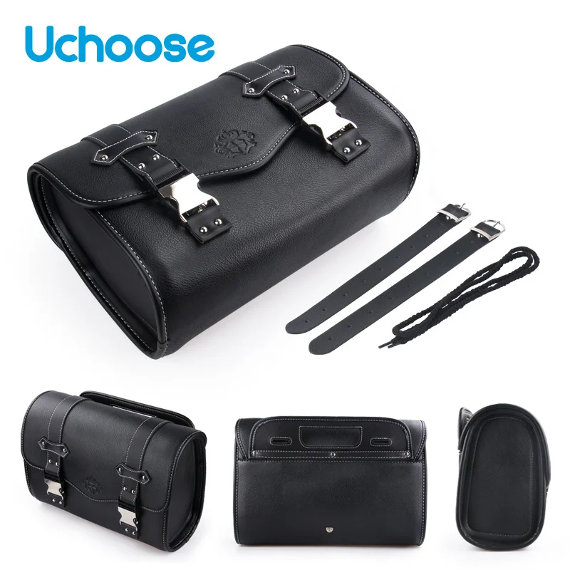 Motorcycle Saddle Bag Side Pocket Vintage PU Motorcycle Tool Kit Durable Friction Waterproof