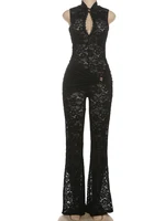 Nibber Streetwear Patchwork Jacquard Jumpsuit Woman Sexy Ruched Waist Metal Knot Stretch Skinny Midnight Workout Overalls - Image 6