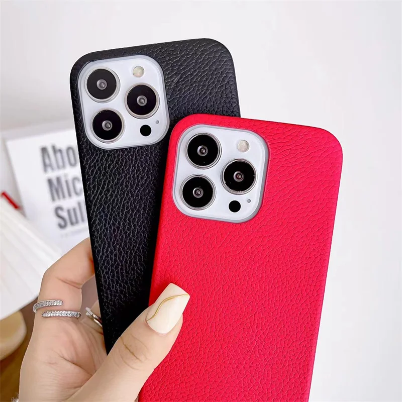 Fashionable Lychee Patterns TPU Phone Case For iPhone 15 14 Plus 13 12 11 Pro Max X XR XS Max 7 8 Plus Shock Absorbing Rear Cove