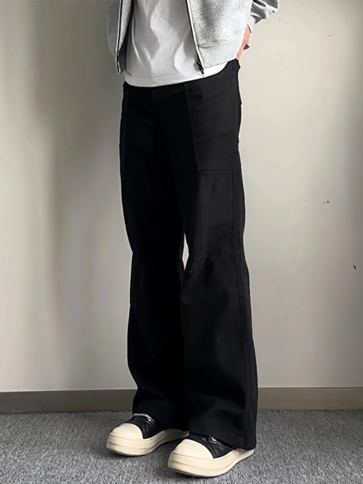 Cleanfit American Retro Bla Knife  Patchwork Men's Autumn Winter Straight Leg Long Trousers Trendy Casual Pants