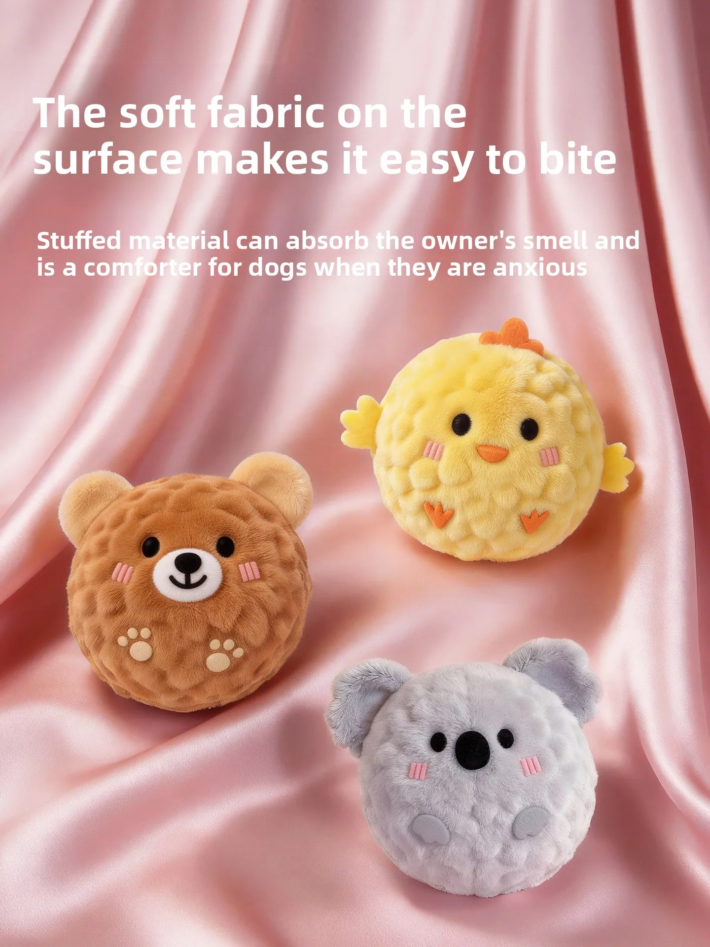 Mini-Plüsch-Quietschball für Hunde, niedliches Tierdesign, kaubeständig, interaktives Apportierspielzeug, Puzzle für Welpen, Angstlinderung – Detail 2