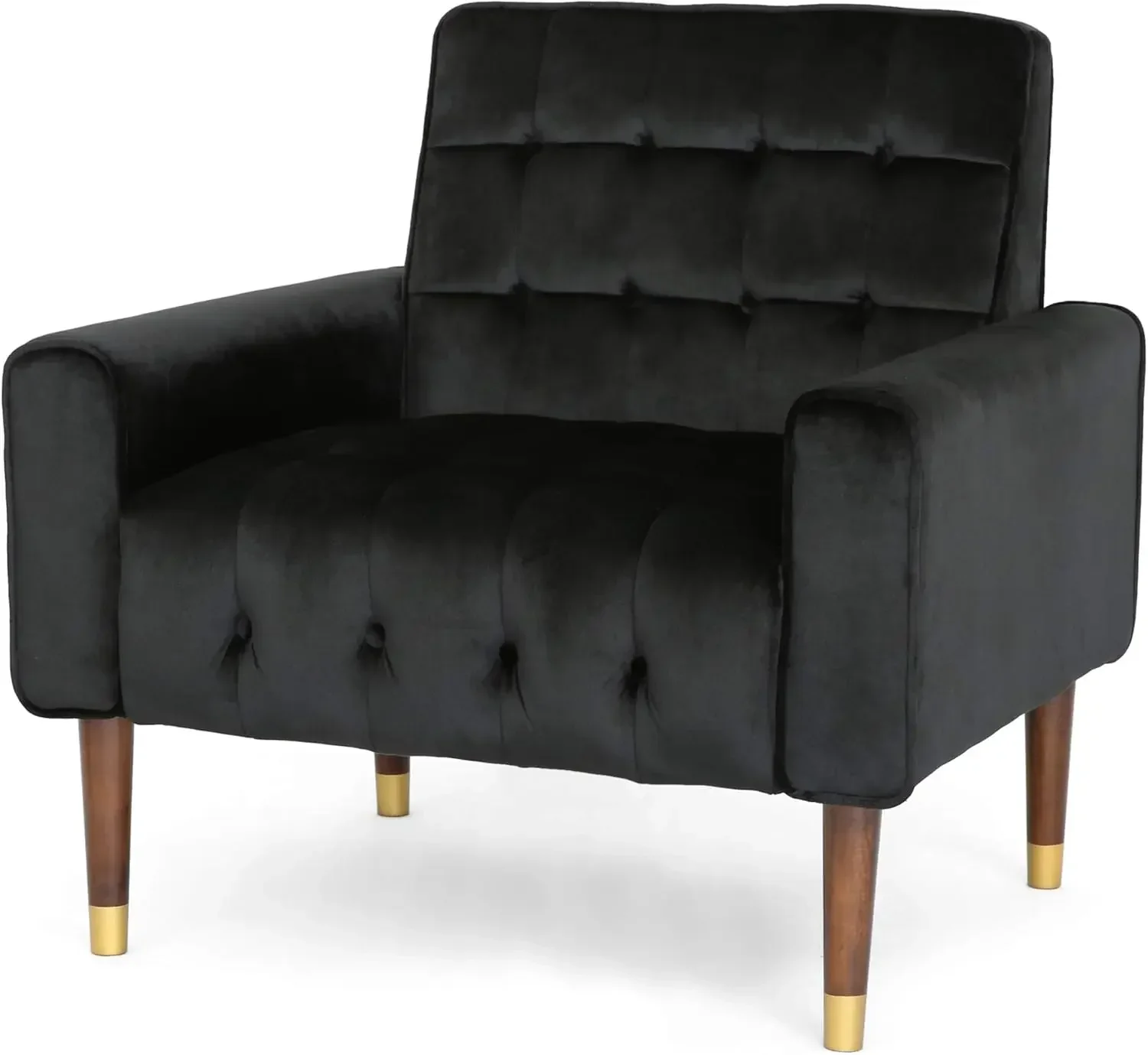 Betsy Velvet Armchair, Modern Glam, Button-Tufted, Waffle Stitching, Raisin