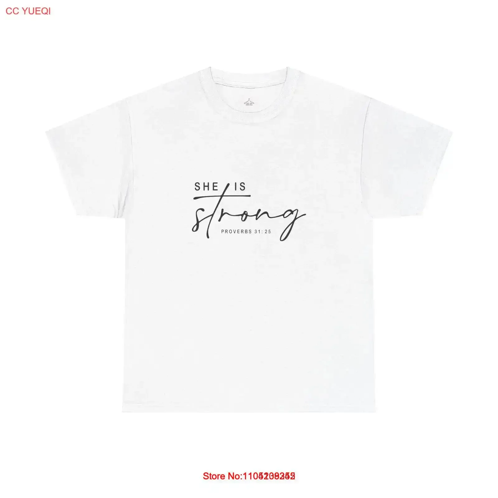 

Футболка She is Strong из плотного хлопка, мотивационная христианская одежда, винтажный стираный дышащий топ для повседневной носки унисекс
