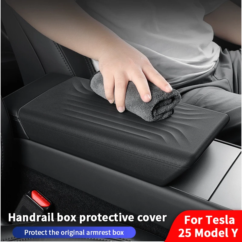 QHCP مسند الذراع صندوق الغطاء الواقي TPE مسند الذراع المركزي غطاء صندوق غطاء غبار دائم صالح ل تسلا نموذج Y 2025 الملحقات الداخلية
