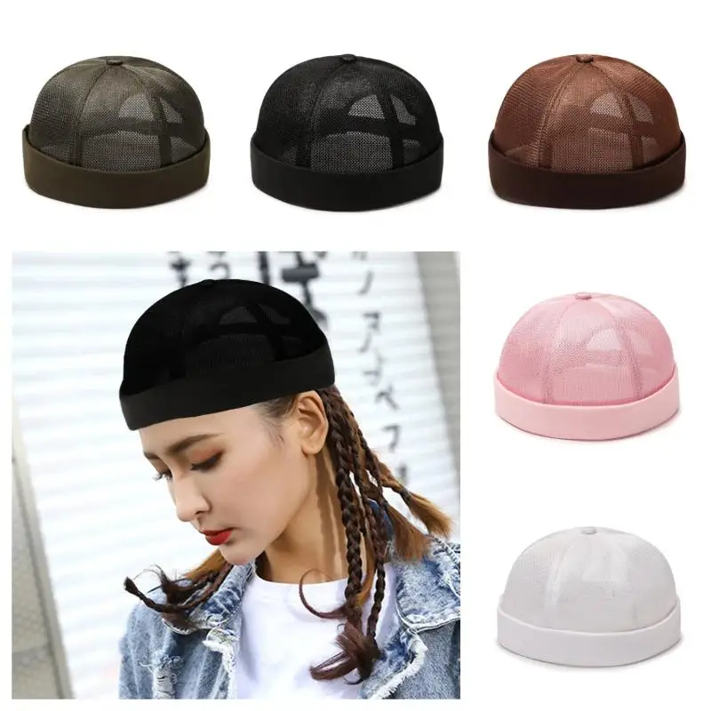 للجنسين شبكة Brimless Skullcap الهيب هوب بحار قبعة الصيف مع توالت الكفة تنفس قبعة صغيرة للرجال والنساء