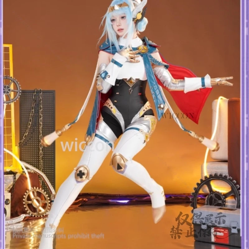 Ineffa 코스프레 의상 Genshin Impact Game 풀 세트 기계 소녀 소품 의상 XL 가발 여성 할로윈 롤 플레잉 NEW
