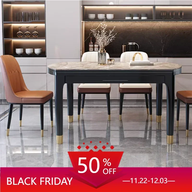 

Waterproof Centerpiece Modern Dining Table Leather Gold Nordic Table Folding Chairs Mesa Dobravel Portatil Home Furniture HDCZ