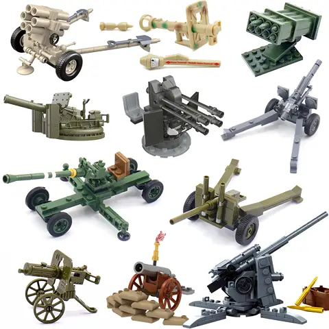WW2 88mm Flak Gun Cannon Rocket Artillery Military Army War Weapons Soldier MOC Playmobil Model Building Block Children kid Toy