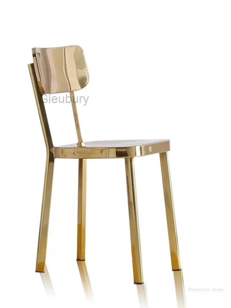 Gold Stainless Steel Dining Nordic Titanium Chair Backrest Minimalist Cafe Home