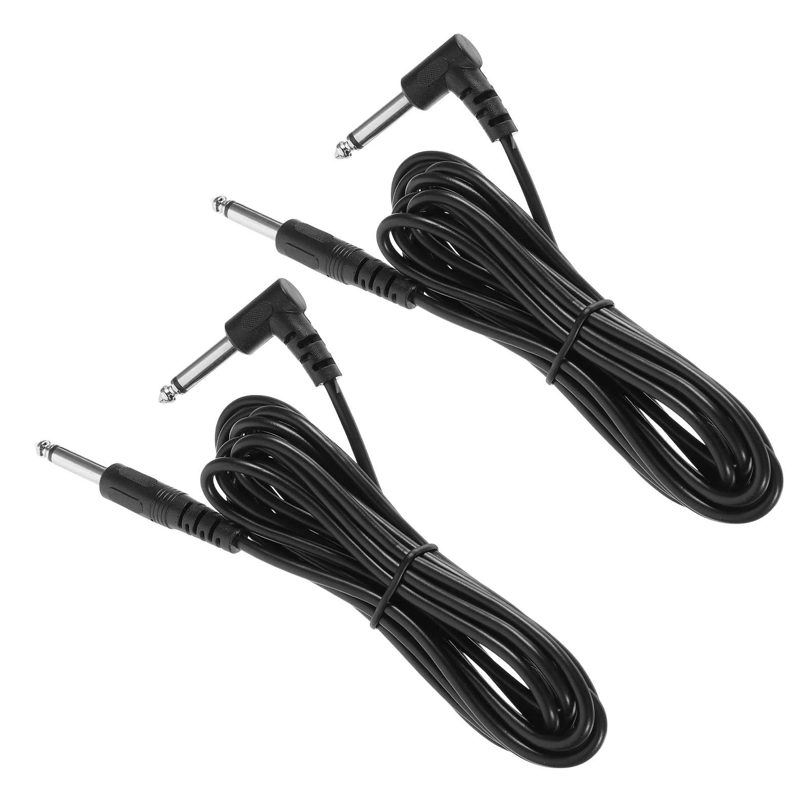 

2 Pcs Electric Guitar Cable Black Shielded Long Audio Line Speaker Amp Durable PVC Copper Core Stage Equipment