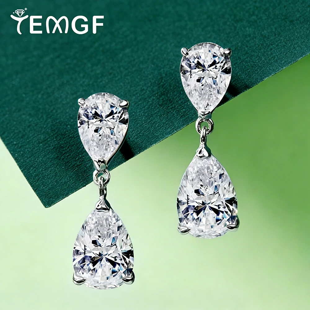 

TEMGF Pear Cut Moissanite Ear Studs With GRA 925 Sterling Silver Drop Earrings for Women Party Wedding Luxury Fine Jewelry Gifts
