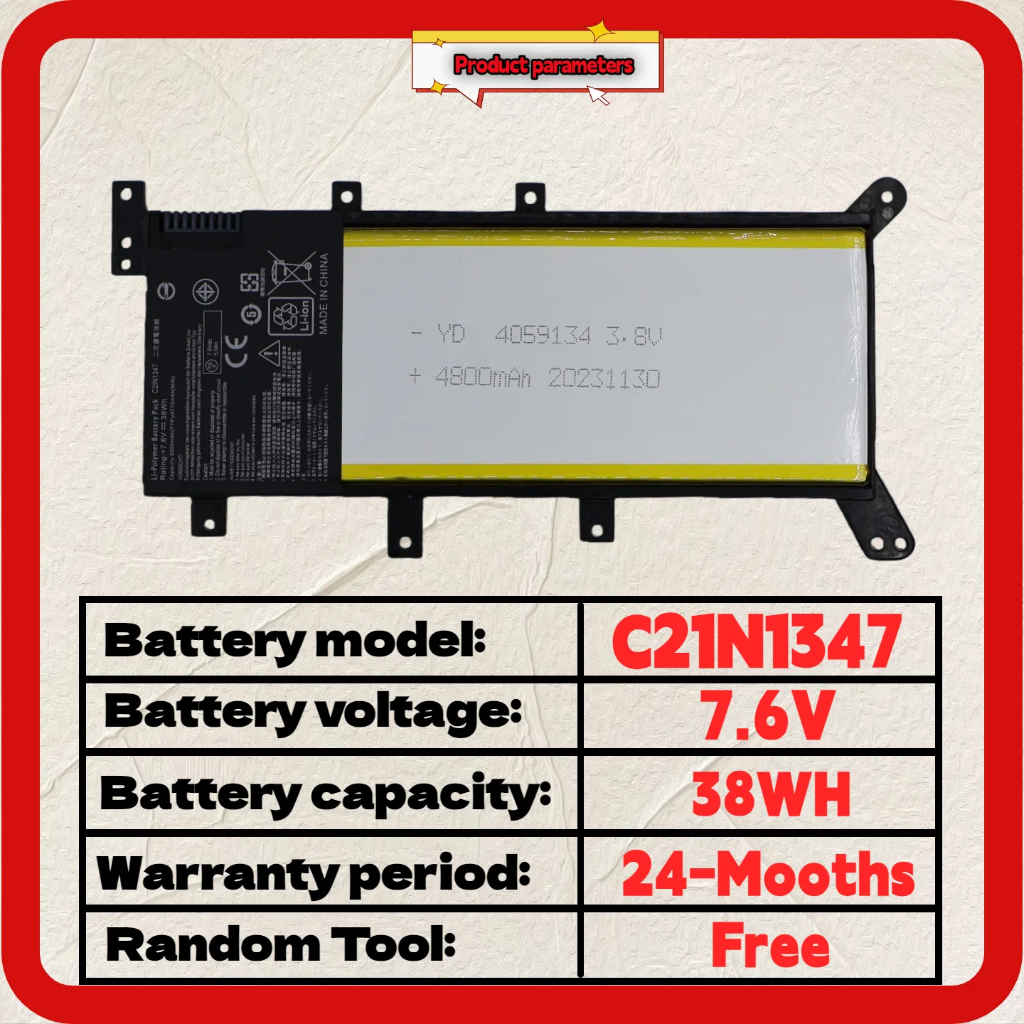 Wholesale And Retail❗❗❗  C21N1347 Battery For Asus X554L X555 X555LJ X555LD X555LP X555LN F554L F555L R556 R556L Y583L W519L