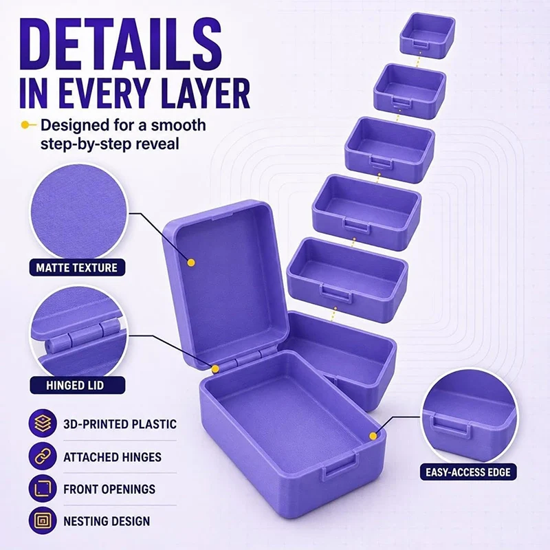 Multi-layer Nesting Surprise Gift Box 3D Printed 6 Layers Matryoshka Box Prank Toy Ring Storage Box Funny Gag Prop - view 3
