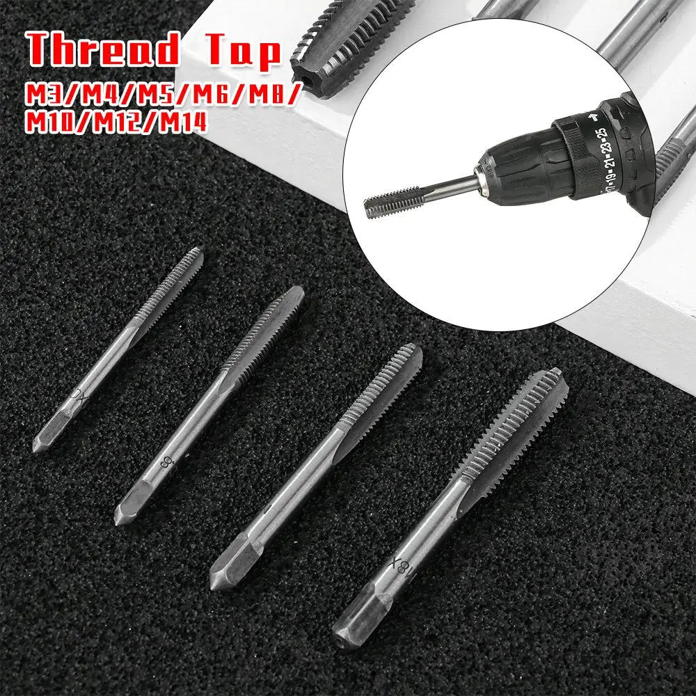 2PCS/Set M3~M14 Fluted Plug HSS Screw Threading Kit Hand Straight Flute Taps Thread Tap Set Metric Drill Bit