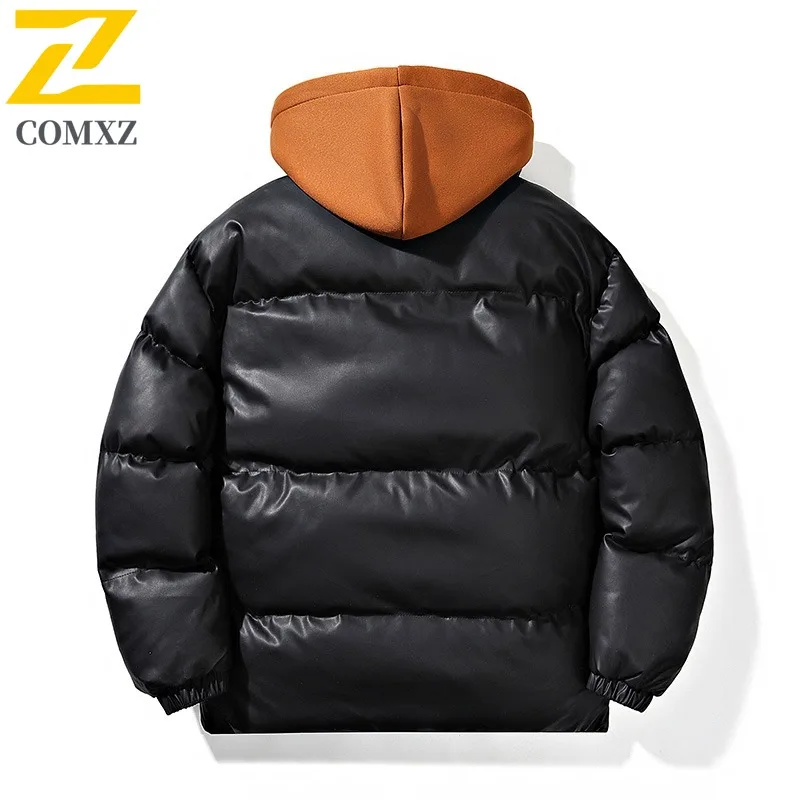 COMXZ الرجال القطن وسادة مبطنة الحد الأدنى مقنعين سميكة الدافئة التخييم الثلجي الحشو معطف 2025 التزلج يندبروف الشتاء سترة