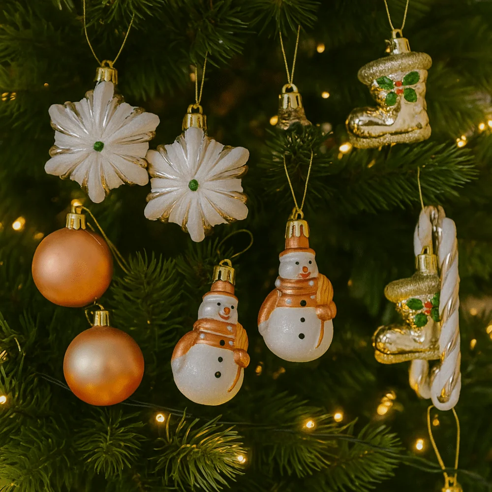 

29/20Pcs Champagne Christmas Balls Pendants Star Candy Cane Xmas Tree Hanging Ornaments Pine Cone Shatterproof