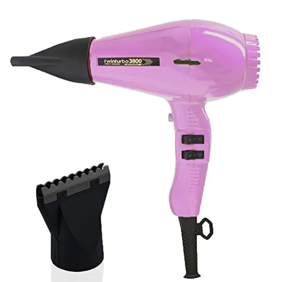 

Turbo Power TwinTurbo 3800, керамический ионный экологически чистый розовый фен + набор насадок для горячего фена, быстросохнущий вьющийся контроль Pr