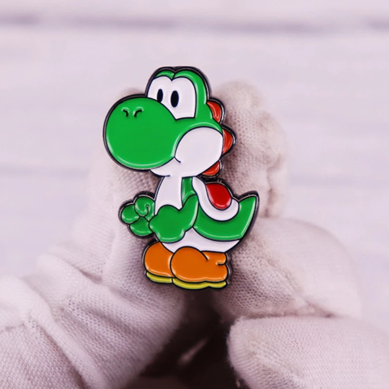 Super Mario Bros Kawaii Cartoon Brooches Buckle Pin Badge Animation Figures Dinosauria Yoshi Children\'s Toys Birthday Gifts