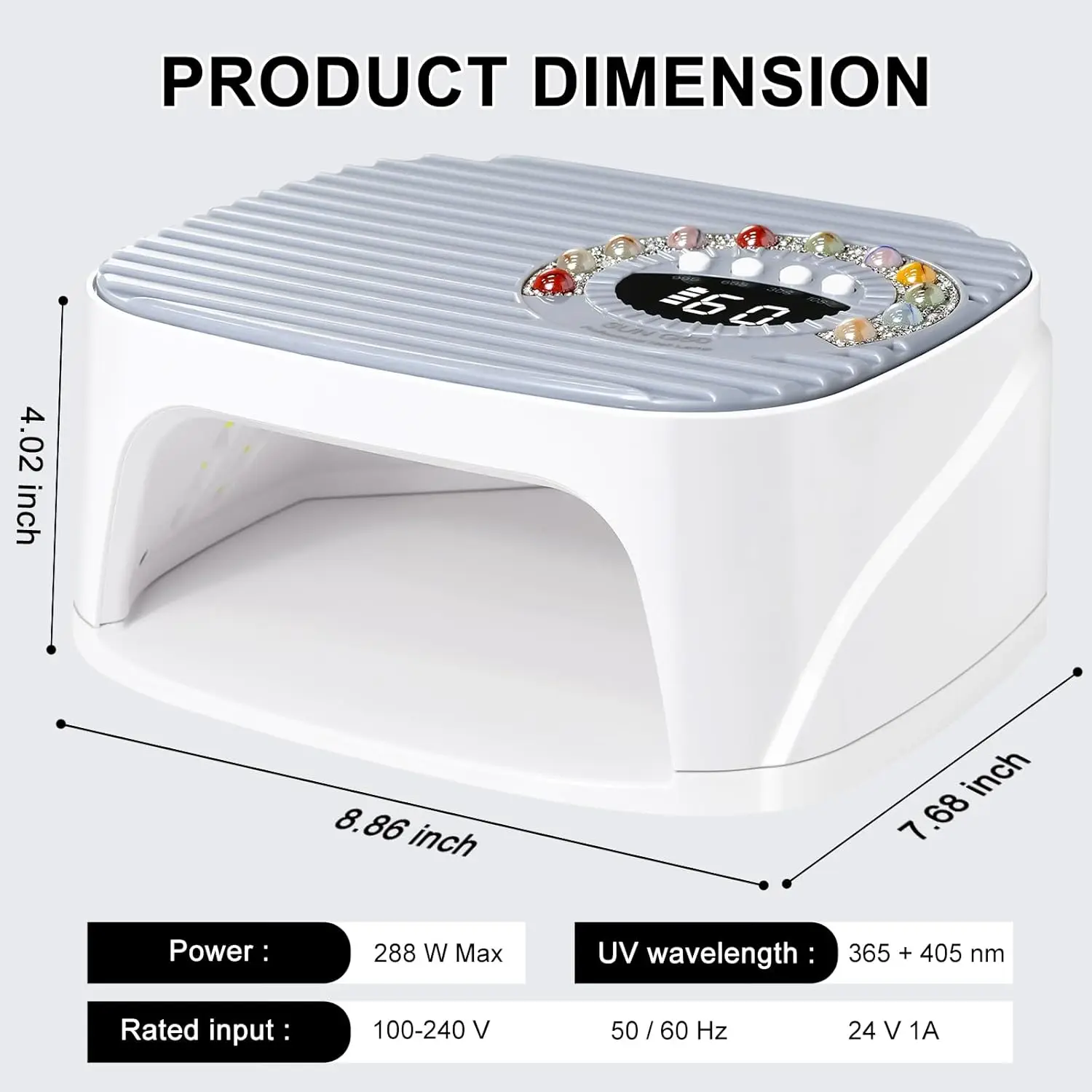 UV LED Nail Lamp Kit with 45PCS Beads, Gloves, Rechargeable for Gel Polish Curing