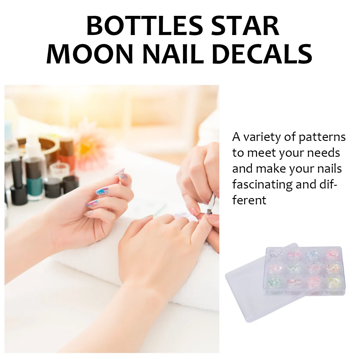 12 Bottles Nail Art Sticker Kit Shiny Sequin Decals for Creative Manicure Designs Suitable for Parties Birthdays Festivals