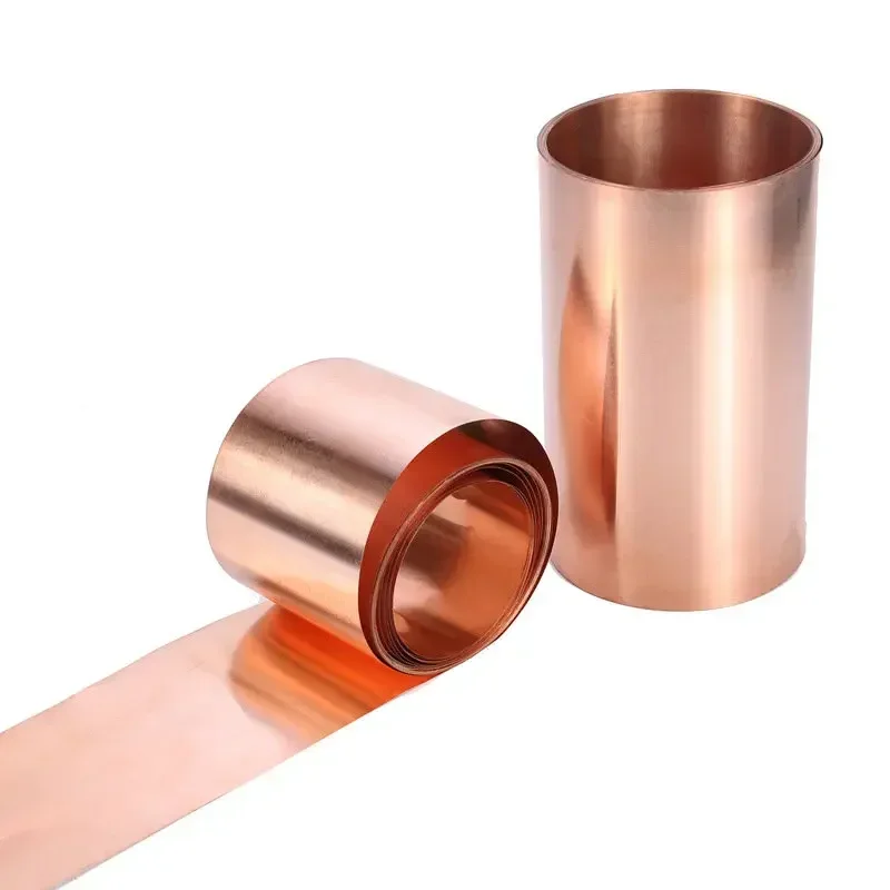 1m High Purity Cu T2 Red Copper Sheet Foil Strip Belt Coil with Thickness 0.1-1mm and Width 10-300mm