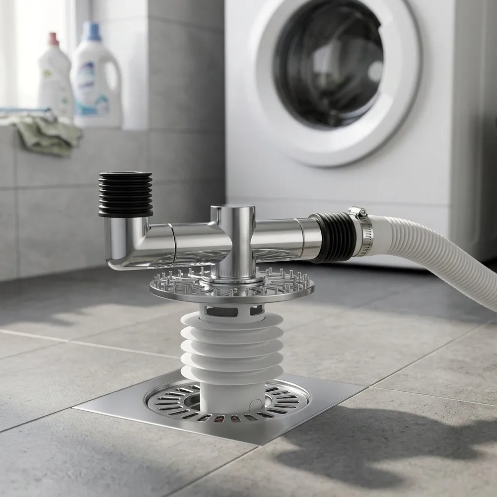 Washing Machine Drain Pipe Adapter 3-Way Splitter with Anti-Backflow Waterproof Design for Flexible Installation