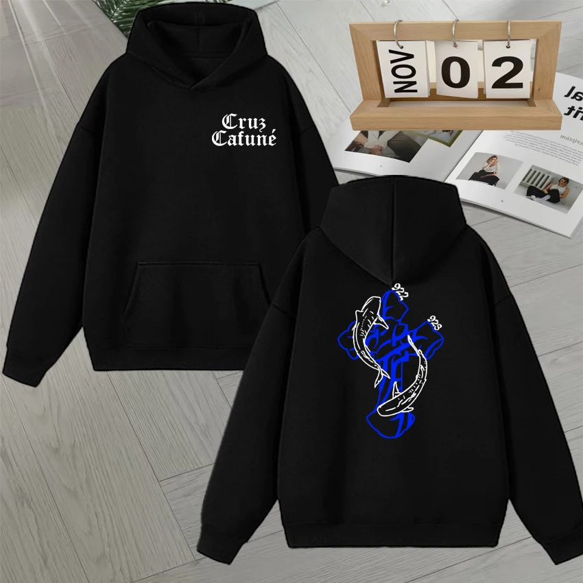 

High Quality Rapper Cruz Cafuné Graphics Autumn Winter Hoodie Long sleeve Men Women Fleece Pullover Unisex vintage Sweatshirt