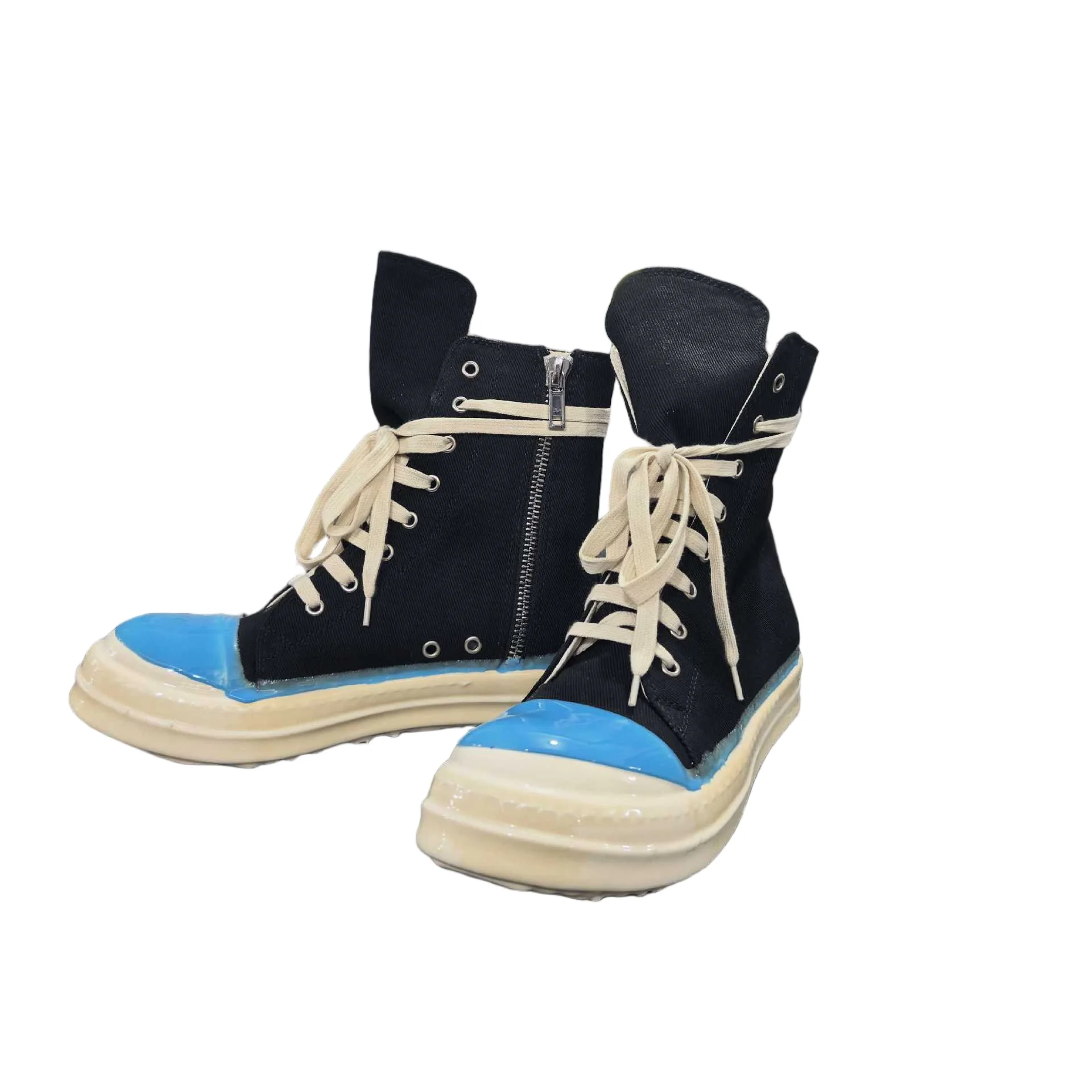 Men's High Top Canvas Sneakers Lace-Up Zip Ankle Boots Classic Black Designer Casual Shoes for Autumn Suitable for Women