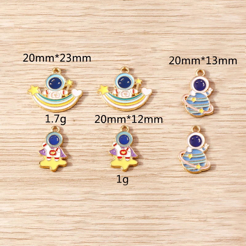 Tusember 10 Stück süße Galaxy Mond Schiff Astronaut Charms für DIY handgefertigten Schmuck Halskette Ohrringe Schlüsselanhänger Anhänger – Detail 1