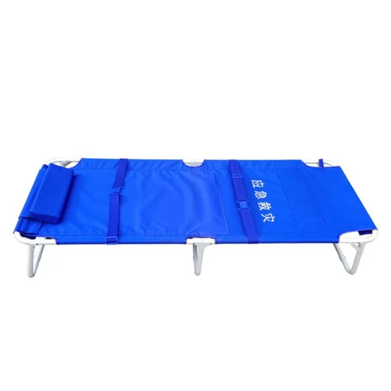 Emergency rescue canvas Sky blue aluminum alloy steel-plastic bed Emergency two-fold bed Civil emergency disaster relief bed Fol