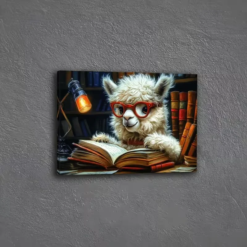 Little Lamb Reads A Book Poster and Prints Animal Art Canvas Painting Wall Art Picture for Living Room Home Decor Cuadros
