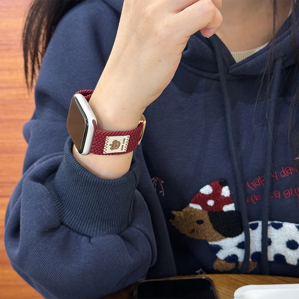 حزام حلقة من النايلون المضفر لساعة أبل 46 مللي متر 45 مللي متر 44 42 مللي متر 41 مللي متر 40 49 مللي متر سوار بإبزيم مغناطيسي Iwatch 10 9 8 7 6 5 Ultra