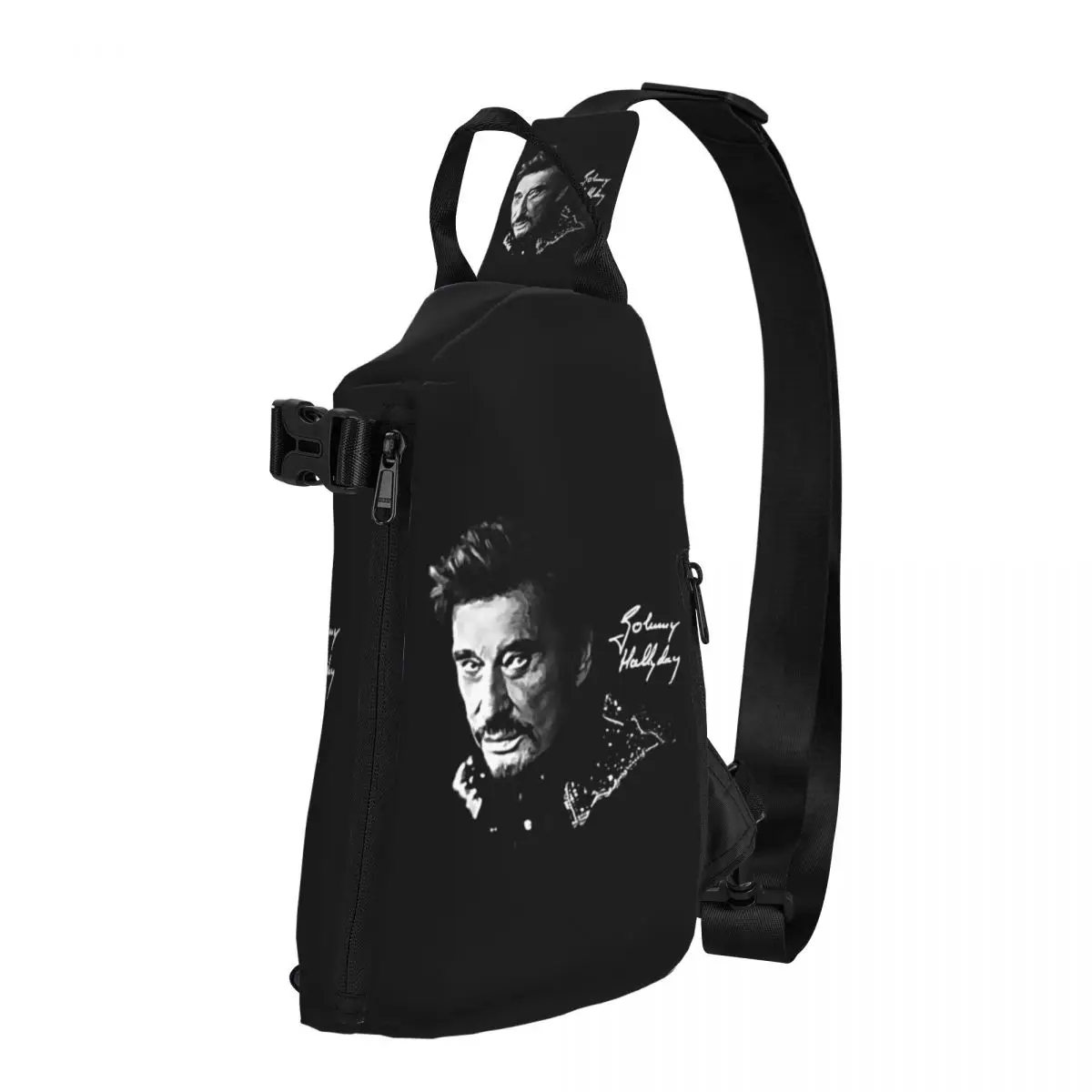 Rock Johnny Hallyday Chest Bag Men Sling Crossbody Backpack Chest Bag Traveling Hiking Daypack Shoulder Bag