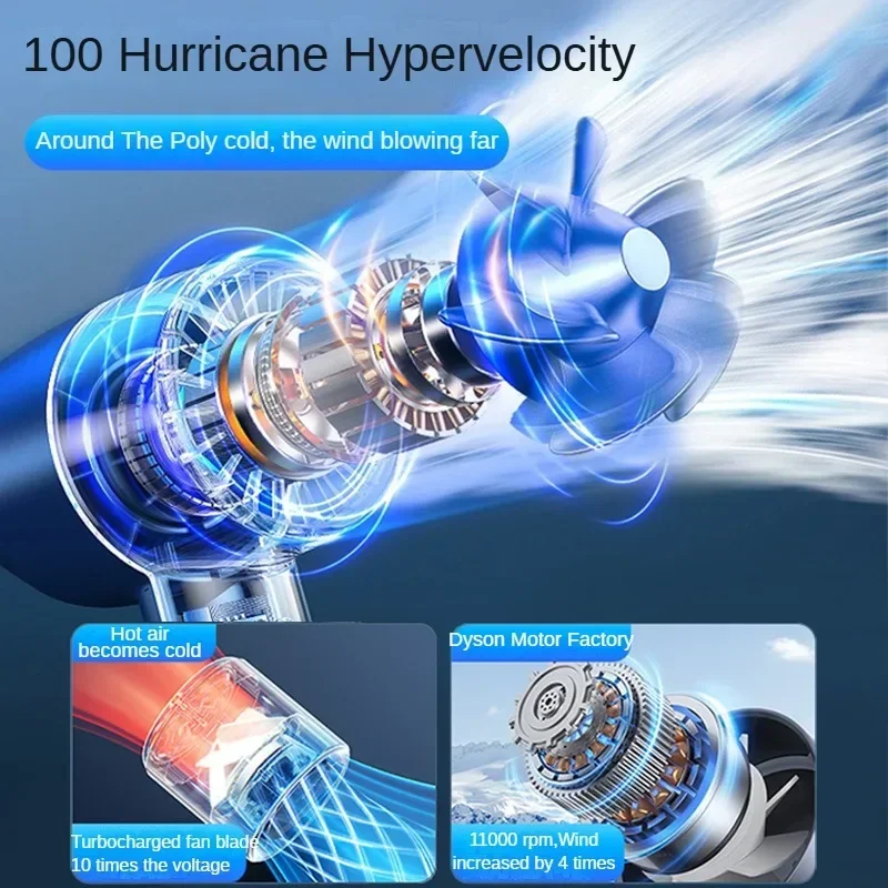 مروحة محمولة شحن مروحة صغيرة محمولة عمر بطارية طويل USB شاشة ديجيتال 100 سرعة يده عالية السرعة Turbofan