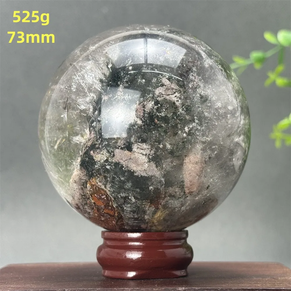 Imagem -02 - Bola de Cristal Fantasma Natural Bola Mineral de Quartzo Cura Reiki Meditação Espiritual Feitiçaria Decoração de Casa Decoração de Jardim