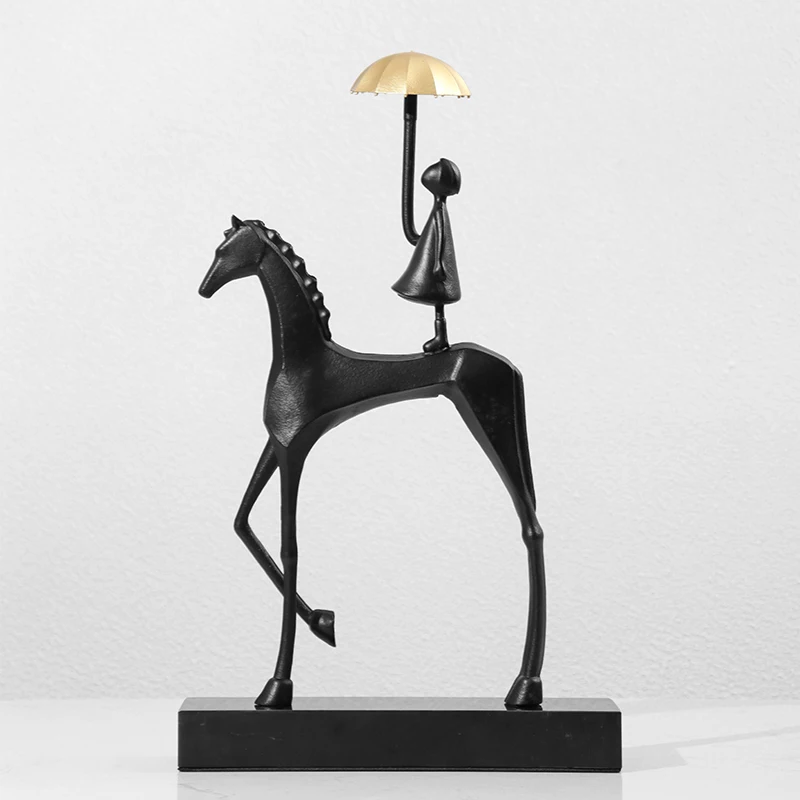 Modern simple figure abstract horseback girl sculpture